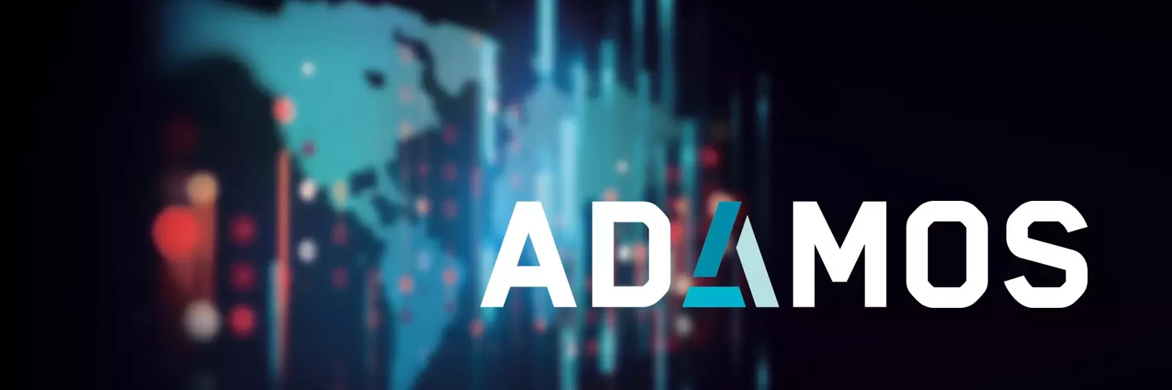 adamos logo in front of world map