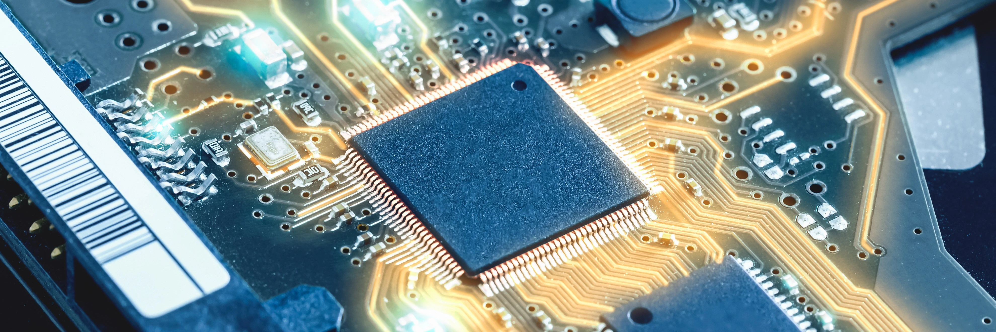 Close-up electronic circuit board. technology style concept.